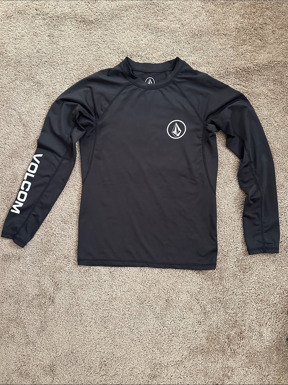 Volcom Black Long Sleeve Surf Tee with White Logo